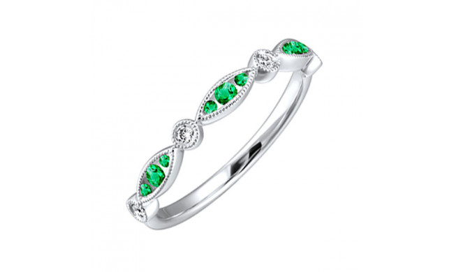 Gems One 14Kt White Gold Diamond (1/20Ctw) & Emerald (1/5 Ctw) Ring - RG84291-4WDE