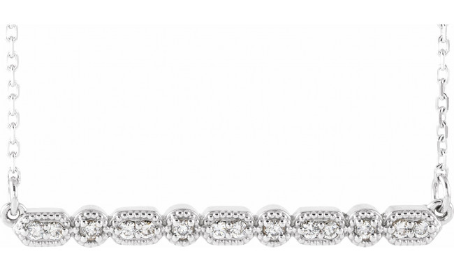 14K White 1/10 CTW Diamond Milgrain Bar 16-18 Necklace - 86705604P