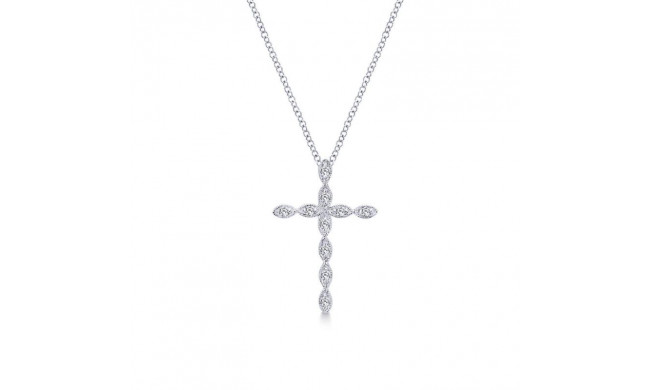Gabriel & Co. 14k White Gold Faith Diamond Religious Cross Necklace - NK2211W45JJ