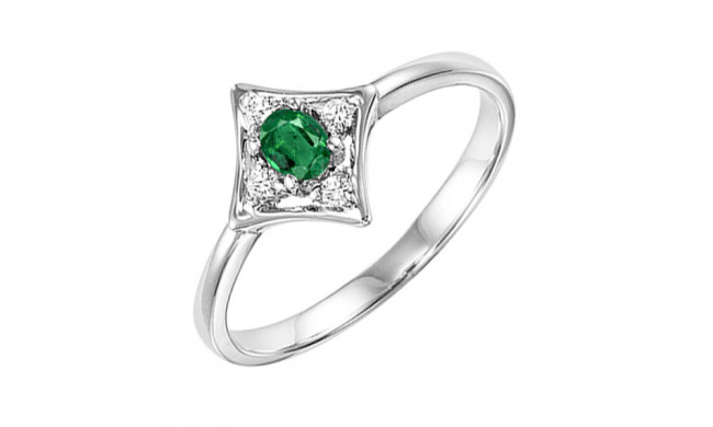 Gems One 14Kt White Gold Diamond (1/20Ctw) & Emerald (1/8 Ctw) Ring - FR4031-4WCE