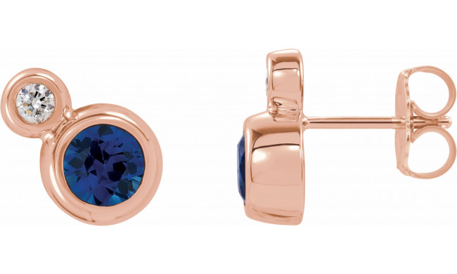 14K Rose Blue Sapphire & .03 CTW Diamond Earrings - 868886046P
