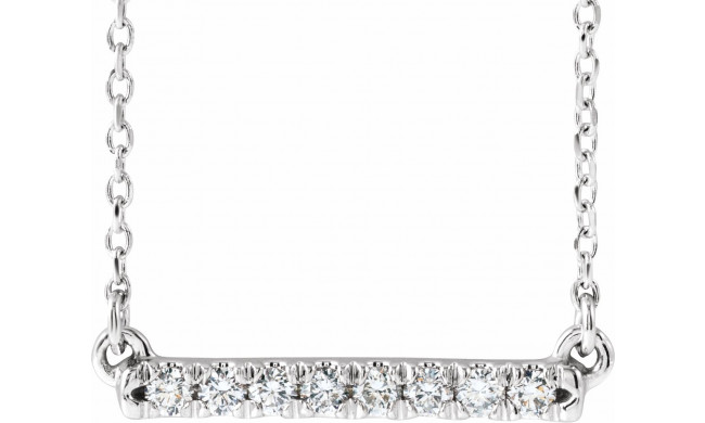 14K White 1/8 CTW Diamond French-Set Bar 18 Necklace - 86969705P