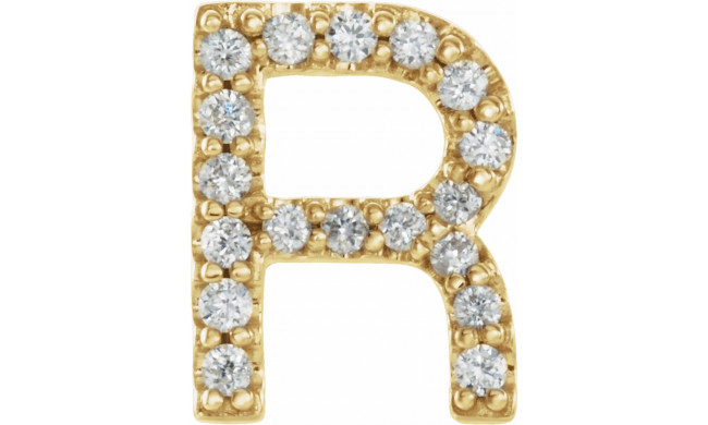 14K Yellow .06 CTW Diamond Single Initial R Earring - 867976091P