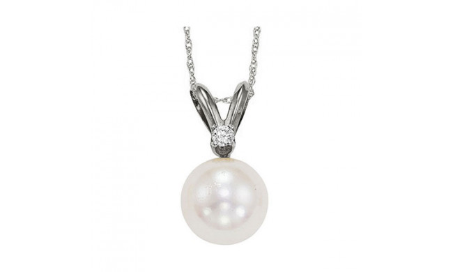 Gems One 14Kt White Gold Diamond (1/50Ctw) & Pearl (1/2 Ctw) Pendant - PPD8.5AAA-4W
