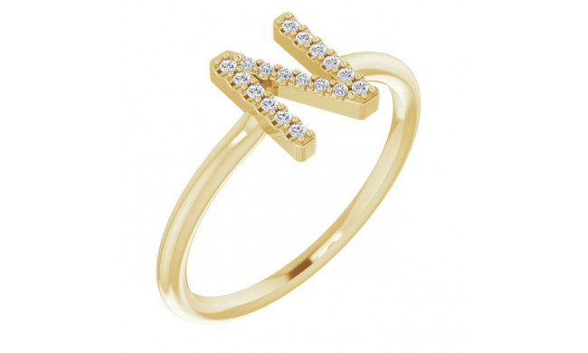 14K Yellow .08 CTW Diamond Initial N Ring - 1238346066P