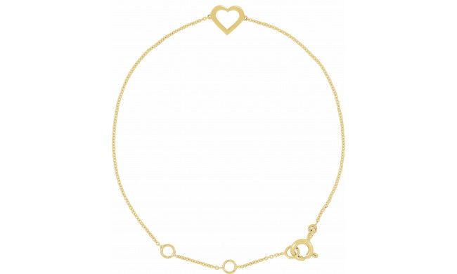 14K Yellow Heart Design 7 Bracelet - 650111101P