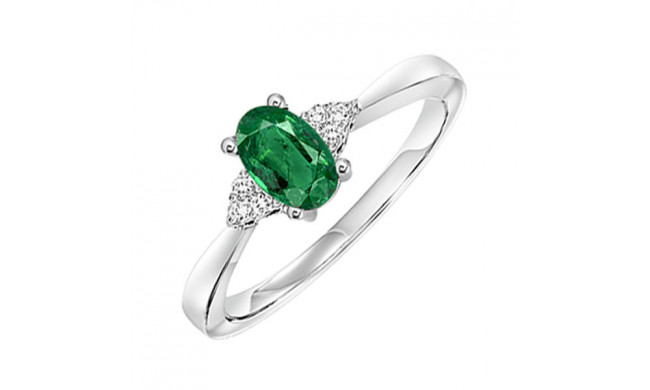 Gems One 10Kt White Gold Diamond (1/20Ctw) & Emerald (1/2 Ctw) Ring - FR4023-1WDE