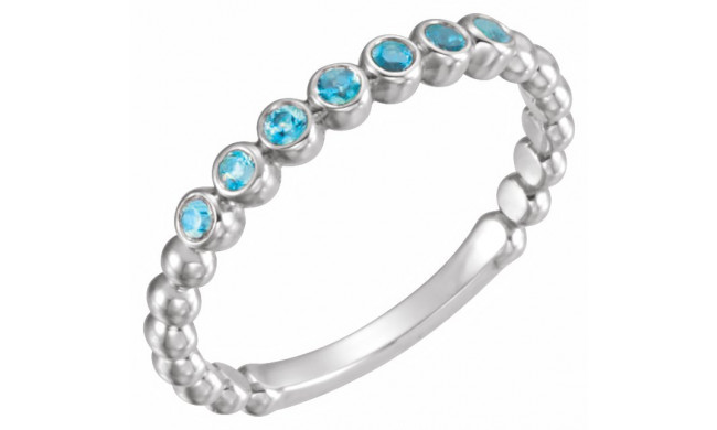 14K White Blue Zircon Stackable Ring - 7181360020P