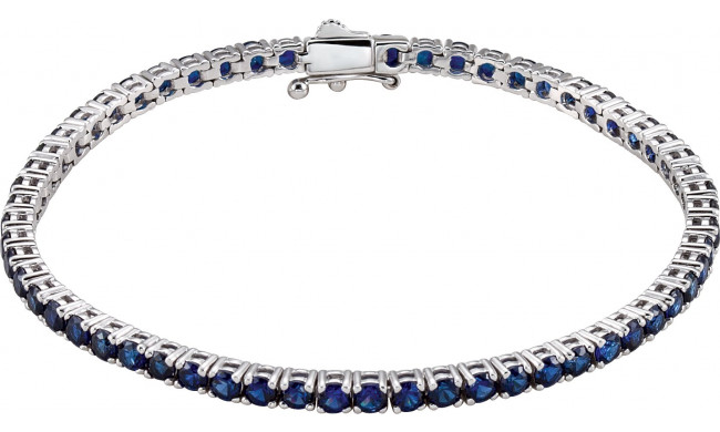 14K White Lab-Grown Blue Sapphire Line 7.25 Bracelet - 65120460002P