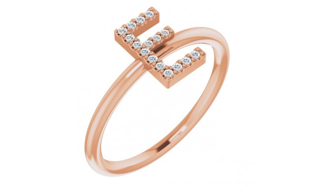 14K Rose .07 CTW Diamond Initial E Ring - 1238346022P