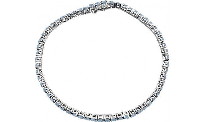 14K White Aquamarine Line 7.25 Bracelet - 65120460003P