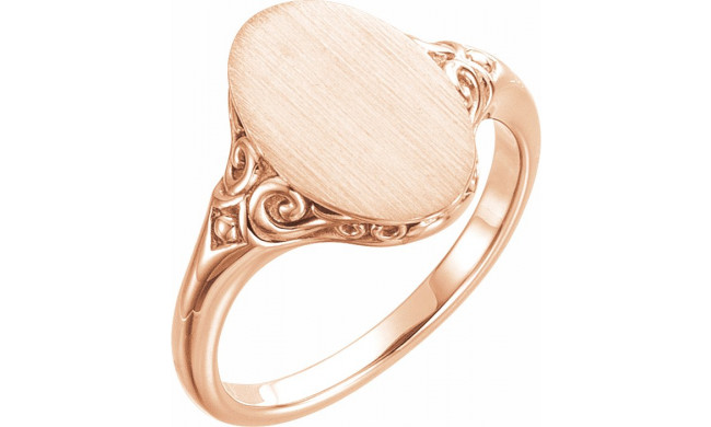 14K Rose 13x9 mm Oval Signet Ring - 51659103P