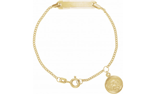 14K Yellow Youth Identification 4.5 Bracelet with Angel Charm - R41851254407P