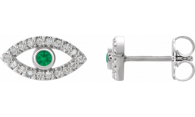 14K White Emerald & White Sapphire Earrings - 86884631P