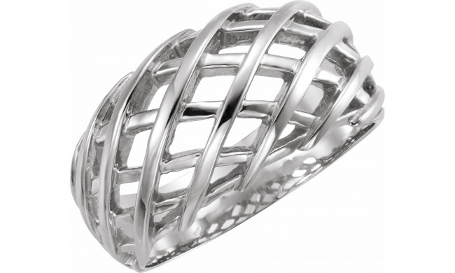 14K White 11 mm Latticework Dome Ring - 544525205P