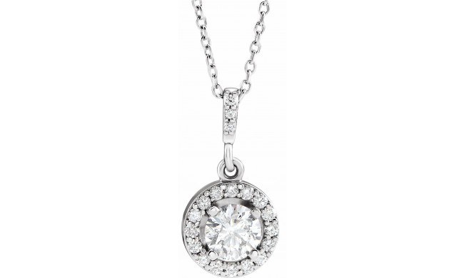 14K White 1/2 CTW Diamond Halo-Style 18 Necklace - 8530460000P