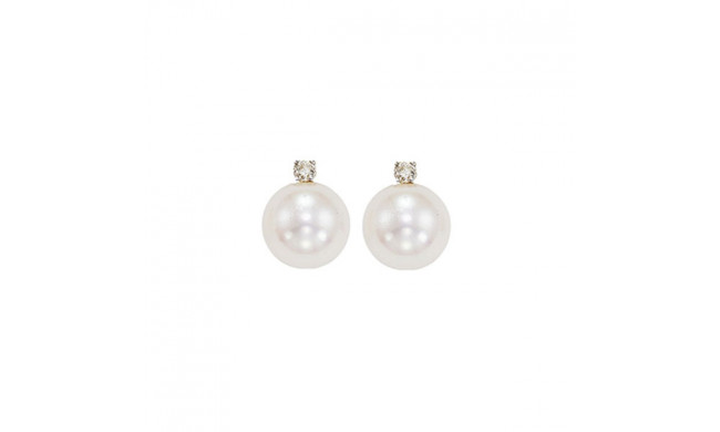 Gems One 14Kt White Gold Diamond (1/20Ctw) & Pearl (1 Ctw) Earring - PSD6.5AAA-4W
