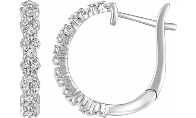 14K White 5/8 CTW Diamond Hoop Earrings - 65286060002P