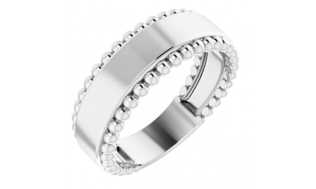 14K White Engravable Beaded Ring - 51684101P