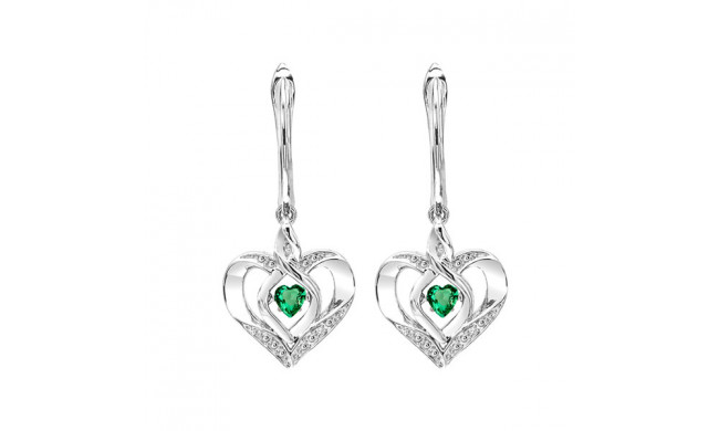 Gems One Silver Diamond (1/50 Ctw) & Created-Emerald (1/4 Ctw) Earring - ROL2165E