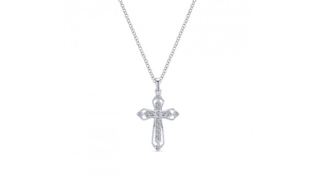 Gabriel & Co. 14k White Gold Faith Diamond Religious Cross Necklace - NK2216W45JJ