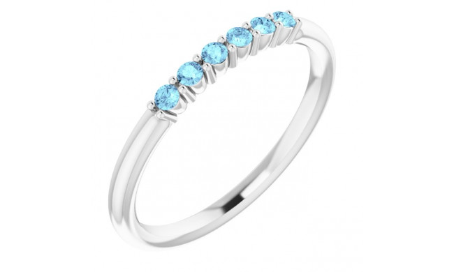 14K White Aquamarine Stackable Ring - 123288612P