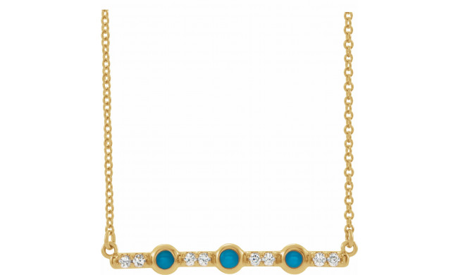 14K Yellow Turquoise & 1/8 CTW Diamond Bar 18 Necklace - 86817626P