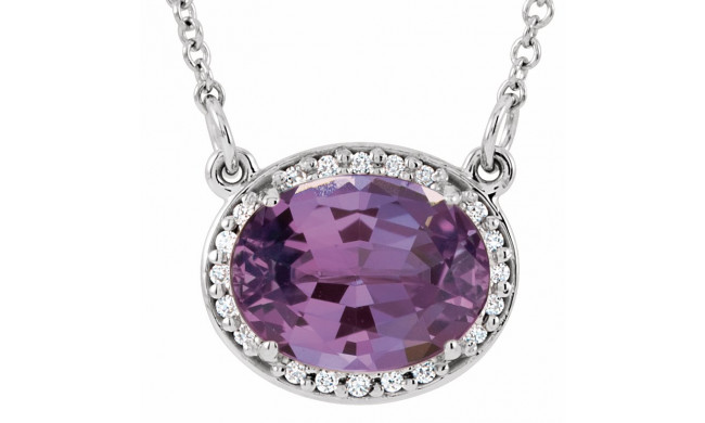 14K White Amethyst & .05 CTW Diamond 16.5 Necklace - 8590370008P