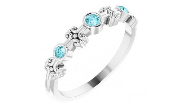 14K White Blue Zircon Bezel-Set Ring - 71924680P