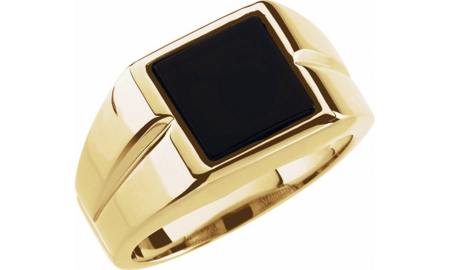 14K Yellow 10 mm Square Onyx Ring - 60689209268P