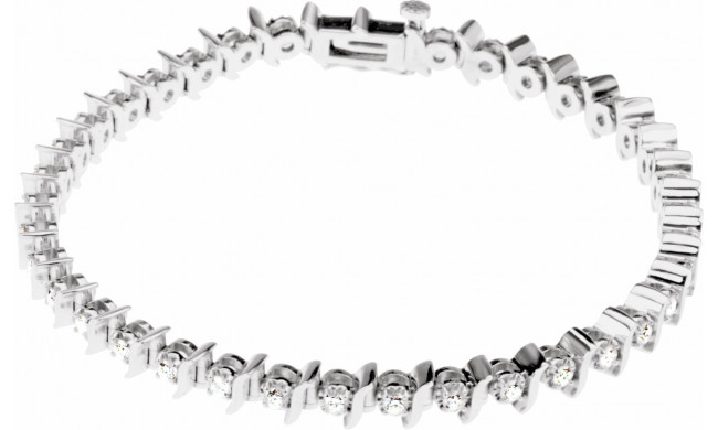 14K White 1 1/2 CTW Diamond Line 7.25 Bracelet - 6741160001P