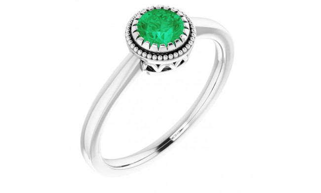 14K White Emerald May Birthstone Ring - 651609110P