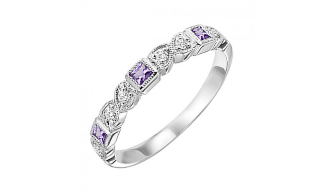 Gems One 10Kt White Gold Diamond (1/10Ctw) & Amethyst (1/5 Ctw) Ring - FR1208-1WD