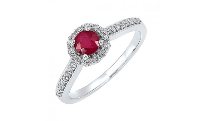 Gems One 14Kt White Gold Diamond (1/3Ctw) & Ruby (1/3 Ctw) Ring - NR1175-4WCR
