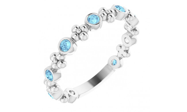 14K White Aquamarine Beaded Ring - 71923615P