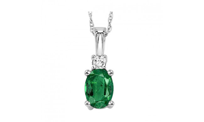 Gems One 14Kt White Gold Diamond (1/20Ctw) & Emerald (3/8 Ctw) Pendant - NP706-4WCE