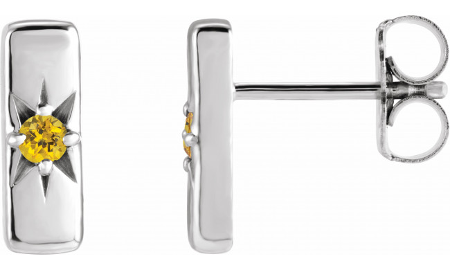 14K White Yellow Sapphire Starburst Bar Earrings - 87144604P