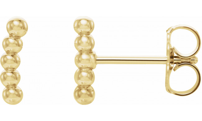 14K Yellow 8.3x1.9 mm Curved Beaded Earrings - 86646601P