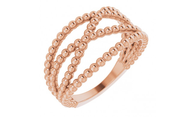 14K Rose Beaded Criss-Cross Ring - 51674602P