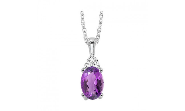 Gems One 10Kt White Gold Diamond (1/50Ctw) & Amethyst (1/2 Ctw) Pendant - FP4020-1WDM