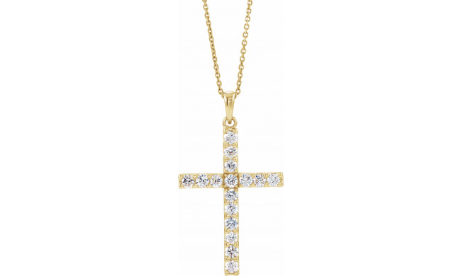 14K Yellow 1 CTW Diamond Cross 18 Necklace - R4230860029P