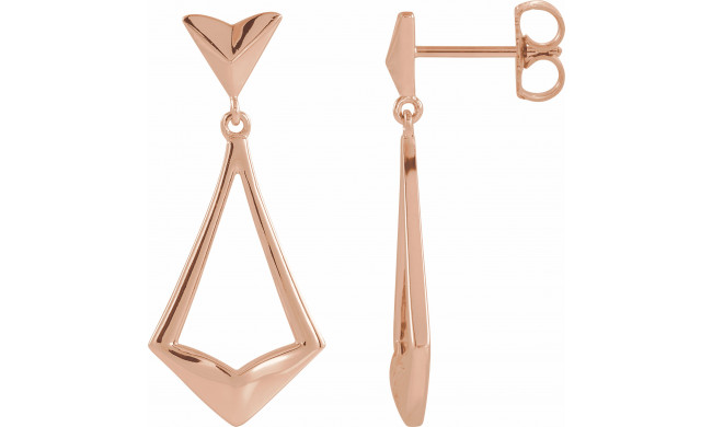 14K Rose Geometric Dangle Earrings with Backs - 86923602P