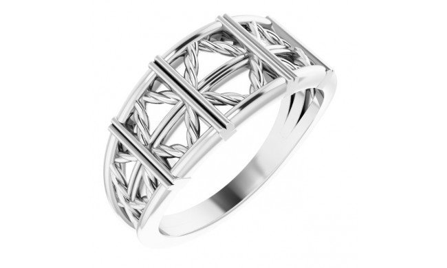 14K White Stackable Lattice Ring - 52019101P