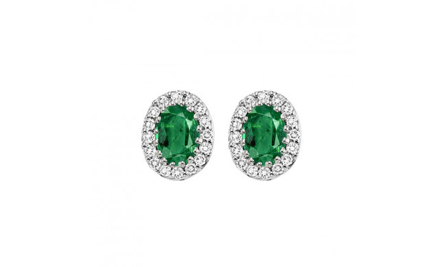 Gems One 14Kt White Gold Diamond (1/5Ctw) & Emerald (7/8 Ctw) Earring - HDER021-4WCE