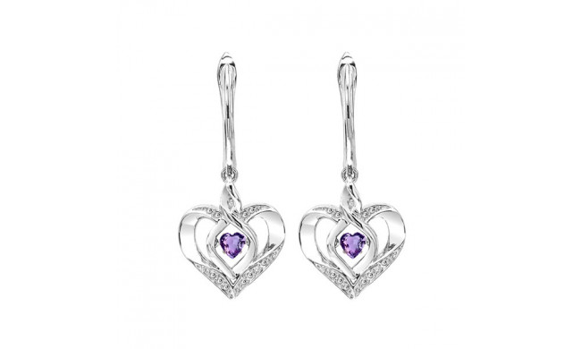 Gems One Silver Diamond (1/50 Ctw) & Created-Amethyst Earring - ROL2165M