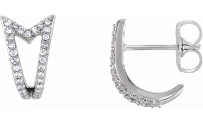 14K White 1/6 CTW Diamond Geometric J-Hoop Earrings - 86479600P