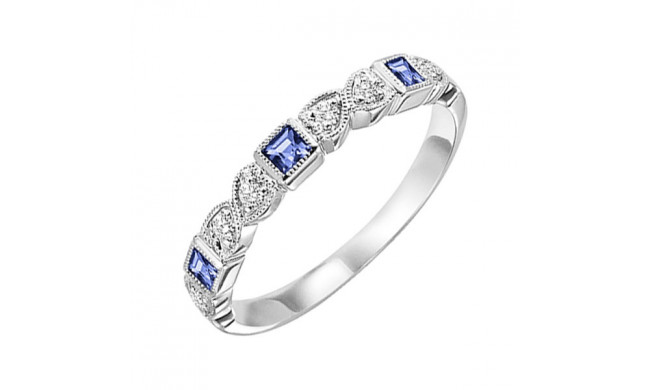 Gems One 10Kt White Gold Diamond (1/12Ctw) & Sapphire (1/5 Ctw) Ring - FR1029-1WD