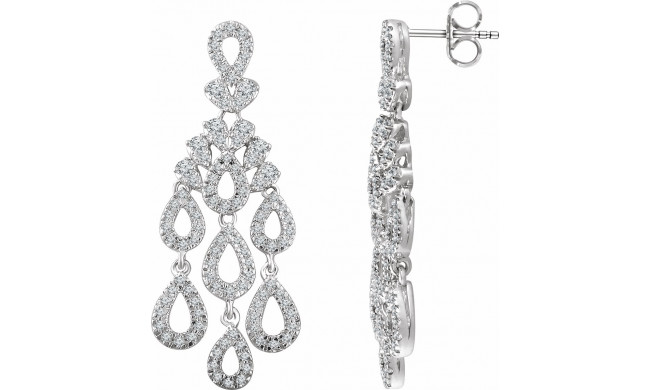 14K White 7/8 CTW Diamond Dangle Earrings - 65270560001P