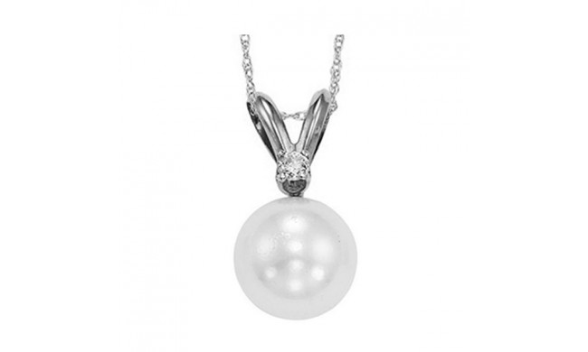 Gems One 14Kt White Gold Diamond (1/50Ctw) & Pearl (1/2 Ctw) Pendant - PPD7.5AAA-4W