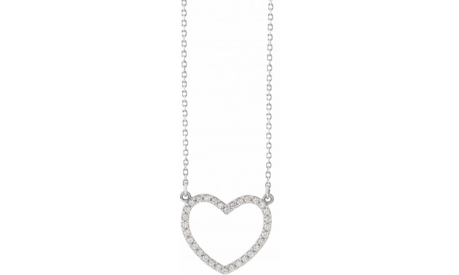 14K White 1/5 CTW Diamond Small Heart 16 Necklace - 66415100006P